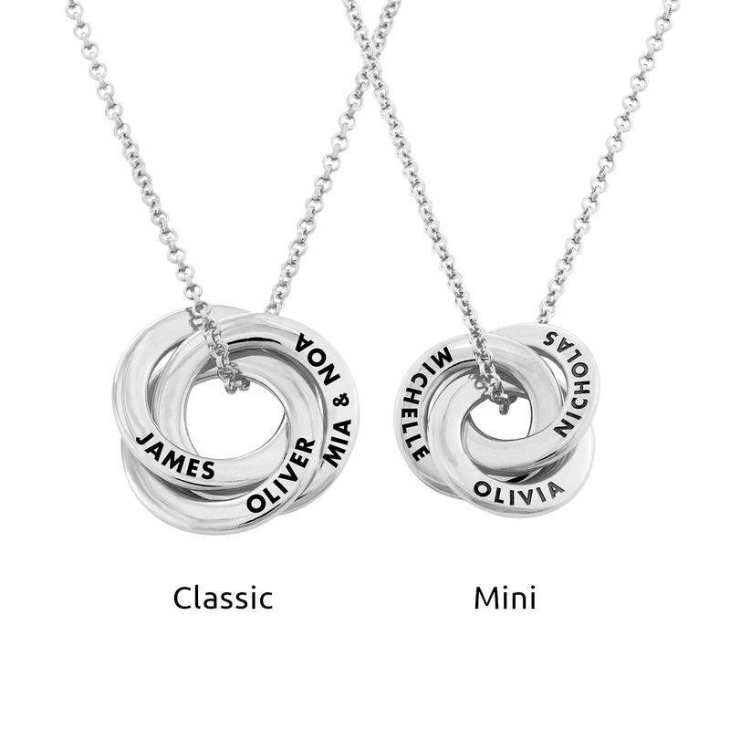 Collar de Anillos Rusos - Diseño 3D Curvo en Plata Esterlina-15 foto de producto