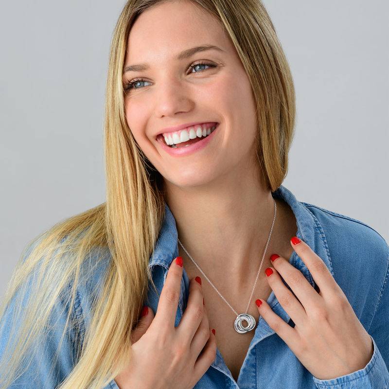 Collar de Anillos Rusos - Diseño 3D Curvo en Plata Esterlina-14 foto de producto