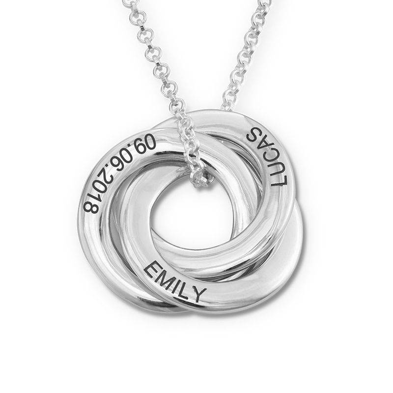 Collar de Anillos Rusos - Diseño 3D Curvo en Plata Esterlina-11 foto de producto