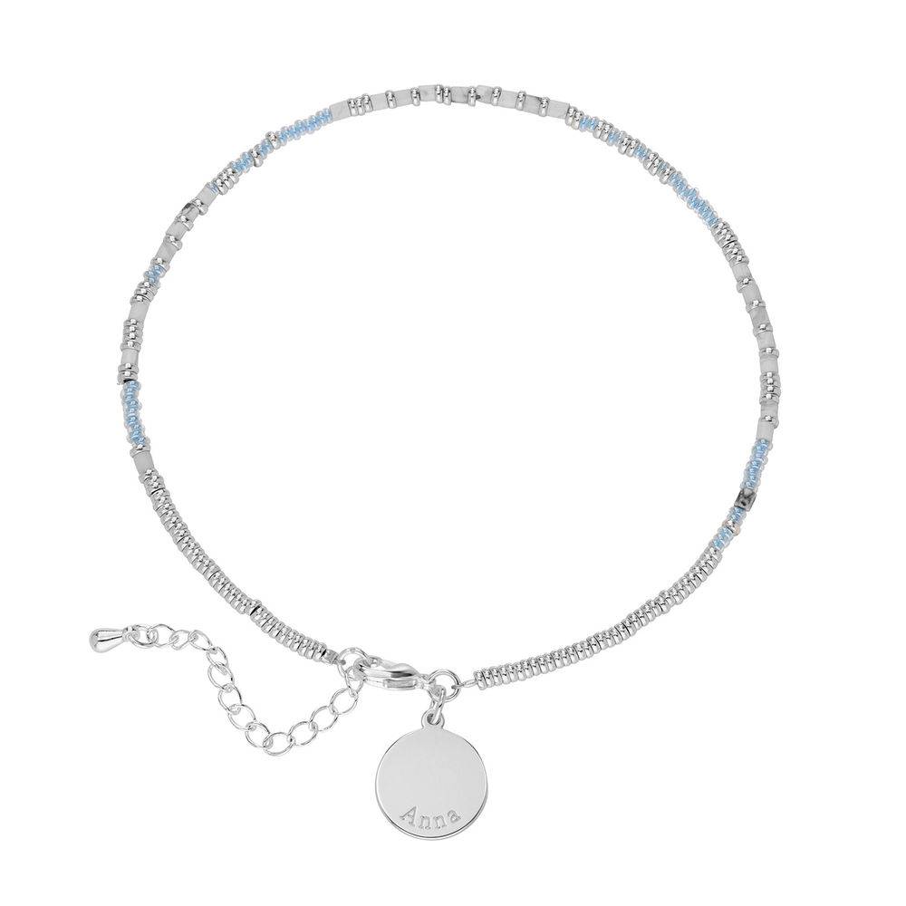 Pulsera / Tobillera de Cuentas Brisa Marina con Colgante Grabado en Plata Esterlina-2 Pulsera / Tobillera de Cuentas Brisa Marina con Colgante Grabado en Plata Esterlina-2 foto de producto
