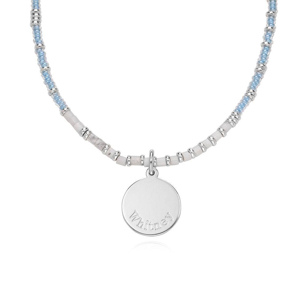 Collar de Cuentas Brisa Marina con Colgante Grabado en Plata Esterlina-2 Collar de Cuentas Brisa Marina con Colgante Grabado en Plata Esterlina-2 foto de producto