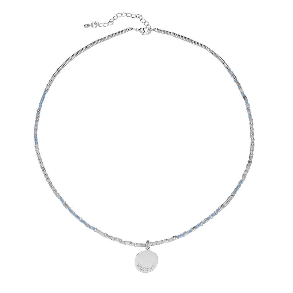 Collar de Cuentas Brisa Marina con Colgante Grabado en Plata Esterlina-4 Collar de Cuentas Brisa Marina con Colgante Grabado en Plata Esterlina-4 foto de producto