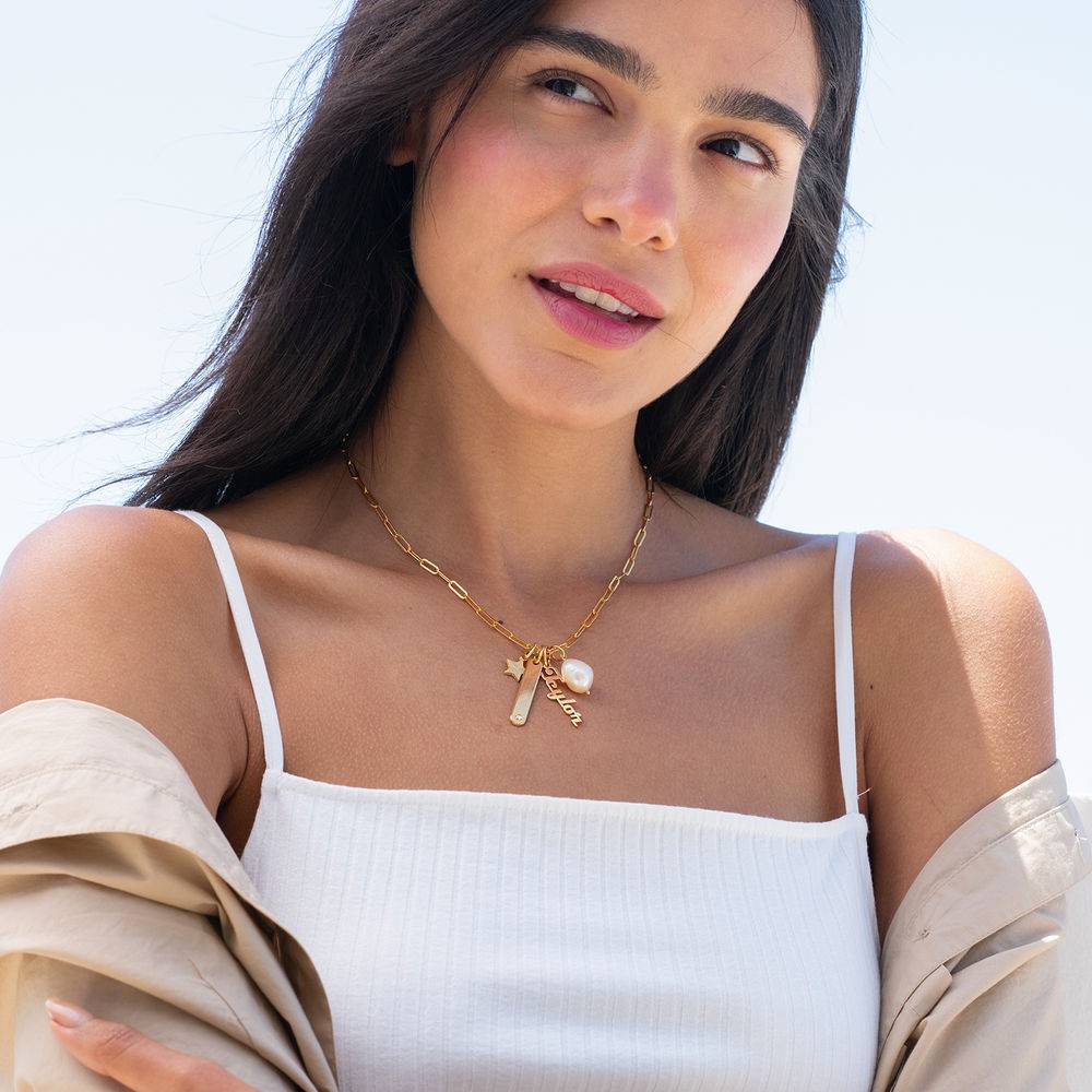 Collar de Eslabones con Nombre Siena en Chapa de Oro 18K-1 foto de producto