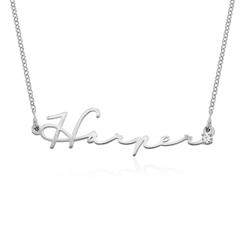 Collar con Nombre de Firma con Diamante en Plata Esterlina-3 Collar con Nombre de Firma con Diamante en Plata Esterlina-3 foto de producto