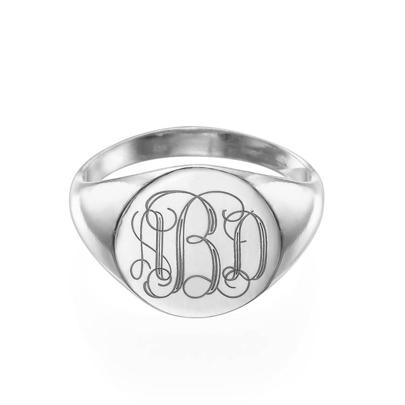 Anillo de Sello con Monograma Grabado para Mujer en Plata-2 foto de producto