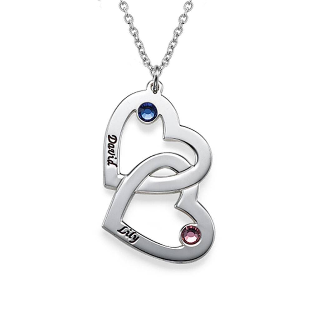 Collar Corazón en Corazón con Piedras de Nacimiento en Plata-1 foto de producto