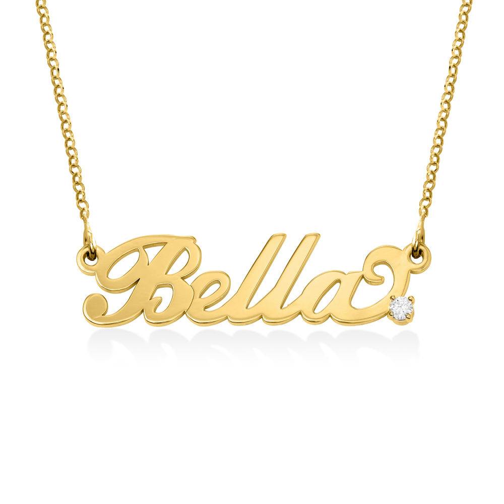 Collar con Nombre Carrie Pequeño con Diamante en Baño de Oro-1 foto de producto