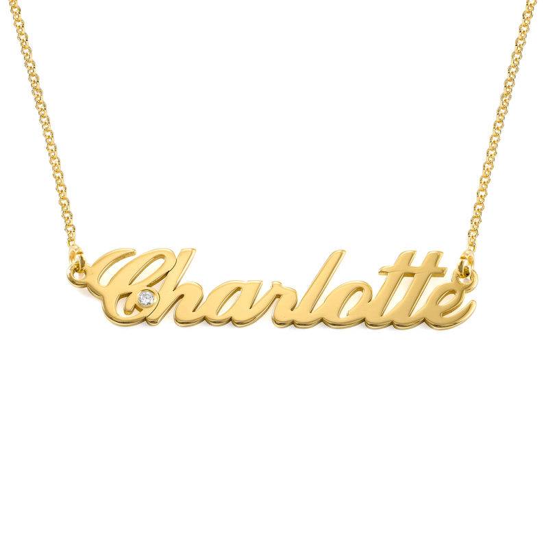 Collar con Nombre Hollywood Pequeño con 0.02ct Diamante en Vermeil de Oro-1 foto de producto