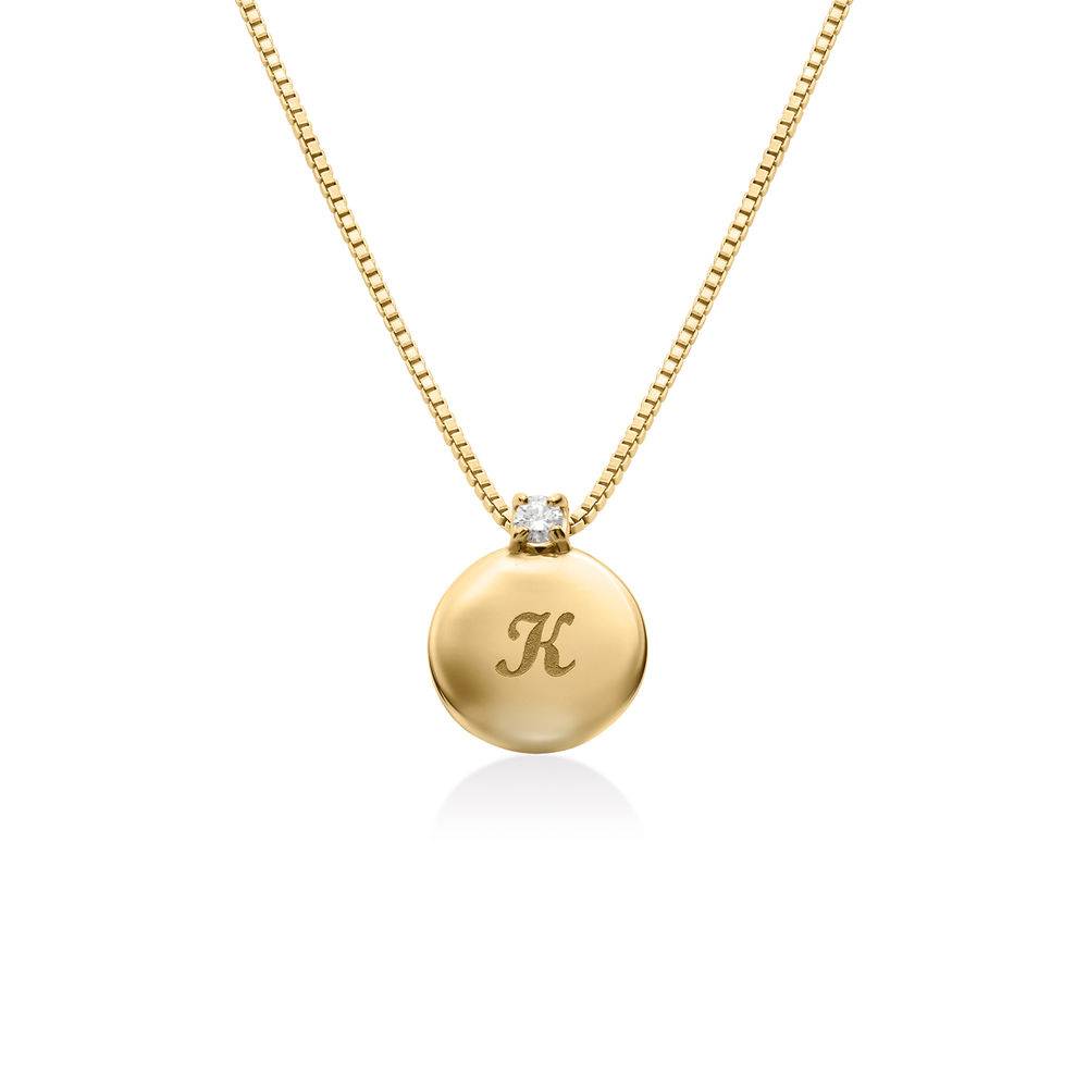Collar Inicial Círculo Pequeño con Diamante en Vermeil de Oro-3 foto de producto
