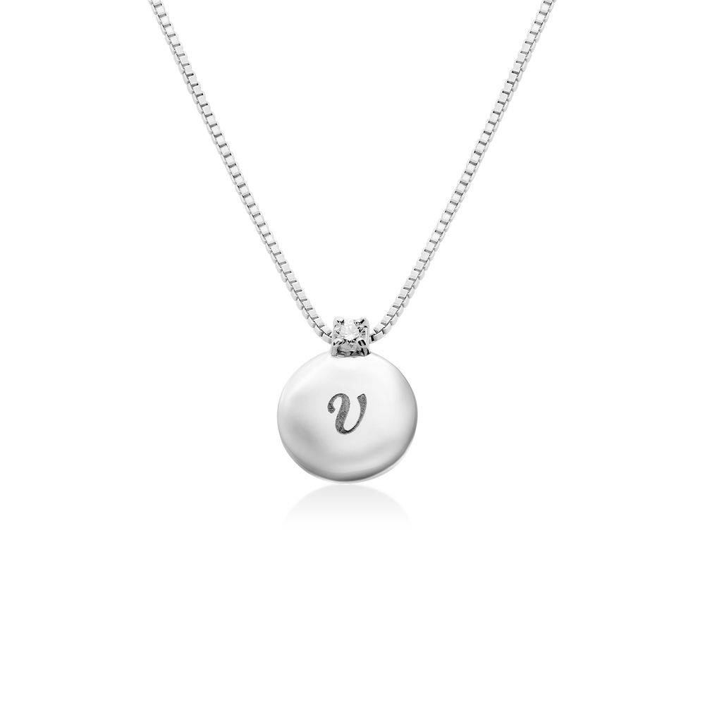 Collar Inicial Círculo Pequeño con Diamante en Plata Esterlina-2 Collar Inicial Círculo Pequeño con Diamante en Plata Esterlina-2 foto de producto