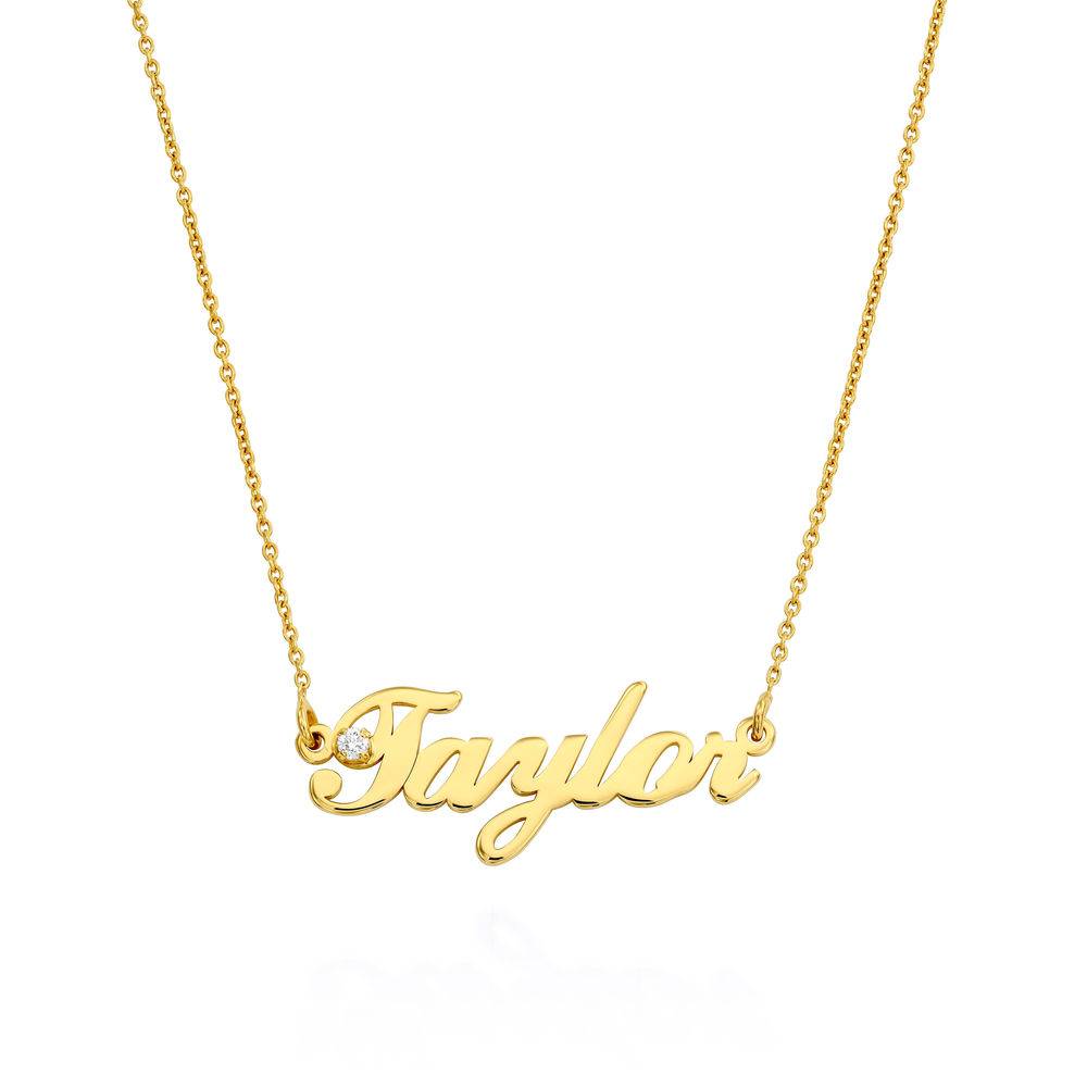 Collar con Nombre Hollywood Pequeño con 0.05ct Diamante en Vermeil de Oro-1 foto de producto