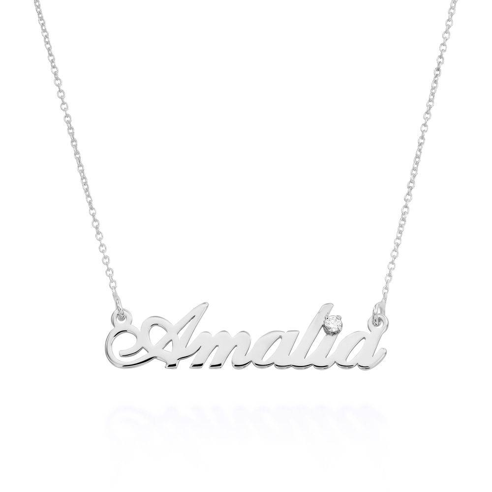 Collar con Nombre Hollywood Pequeño con 0.05ct Diamante en Plata Esterlina-1 foto de producto