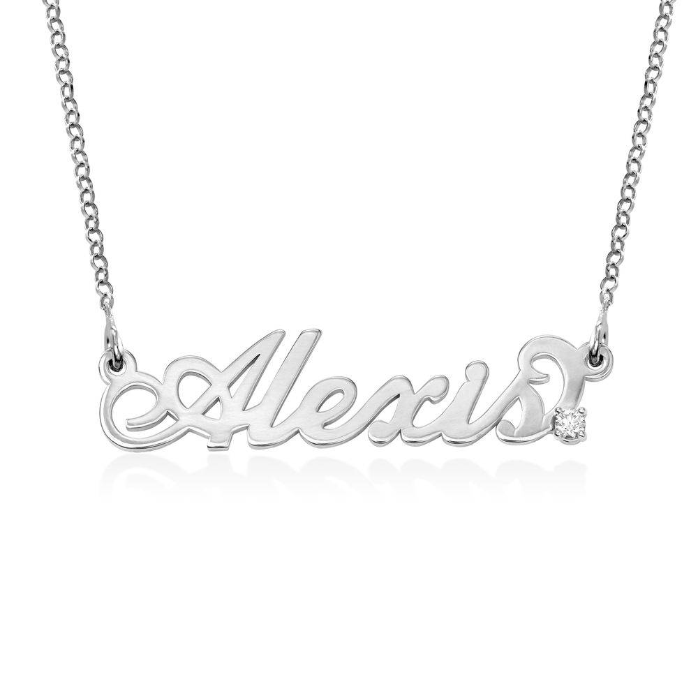 Collar con Nombre Carrie Pequeño con Diamante en Plata Esterlina-1 foto de producto