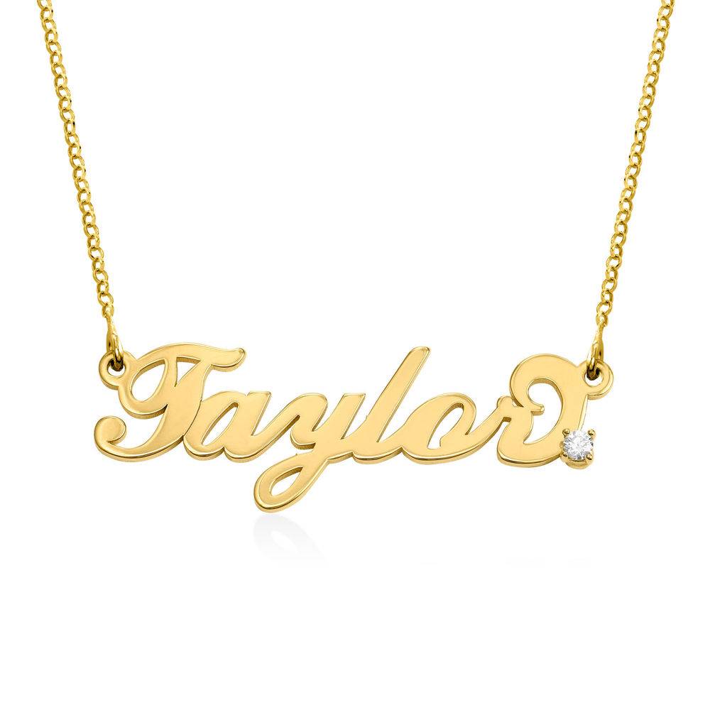 Collar con Nombre Carrie Pequeño con Diamante en Vermeil de Oro-1 Collar con Nombre Carrie Pequeño con Diamante en Vermeil de Oro-1 foto de producto