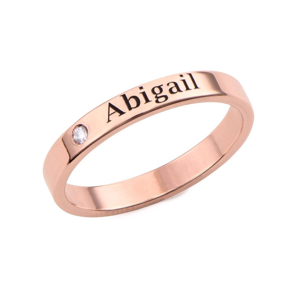 Anillo Apilabile con Nombre y Diamante en Chapa de Oro Rosa-2 Anillo Apilabile con Nombre y Diamante en Chapa de Oro Rosa-2 foto de producto
