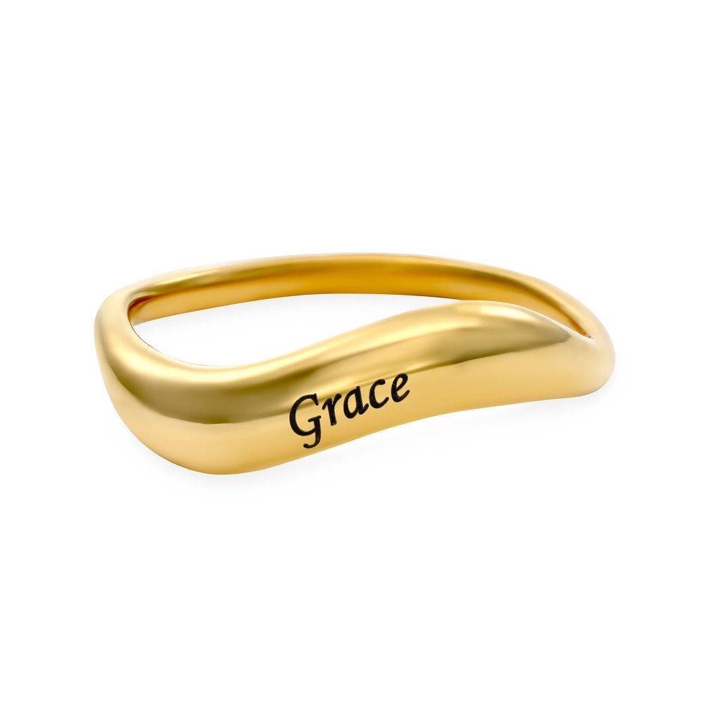 Anillo de Nombre Ondulado Apilable en Vermeil de Oro-2 foto de producto