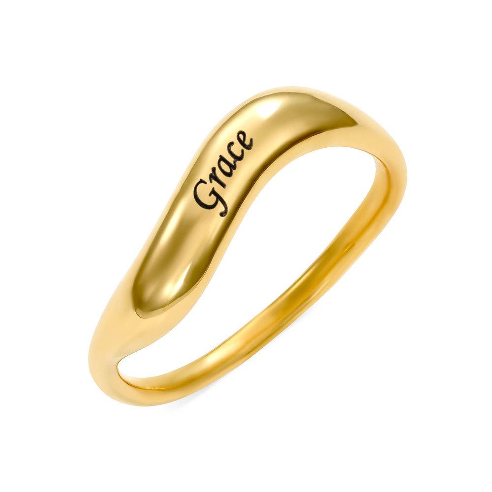 Anillo de Nombre Ondulado Apilable en Vermeil de Oro-1 foto de producto