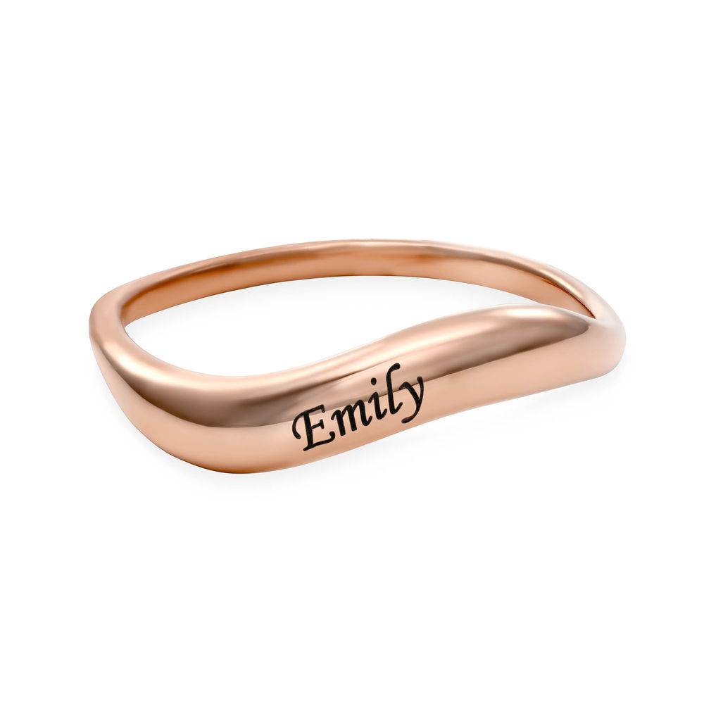 Anillo de Nombre Ondulado Apilable en Chapa de Oro Rosa-5 foto de producto