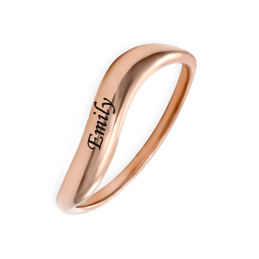 Anillo de Nombre Ondulado Apilable en Chapa de Oro Rosa-7 foto de producto