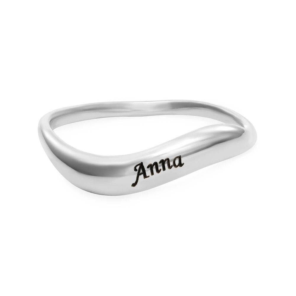 Anillo de Nombre Ondulado Apilable en Plata Esterlina-7 foto de producto