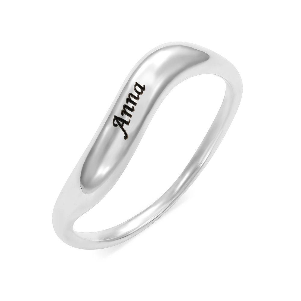 Anillo de Nombre Ondulado Apilable en Plata Esterlina-4 foto de producto