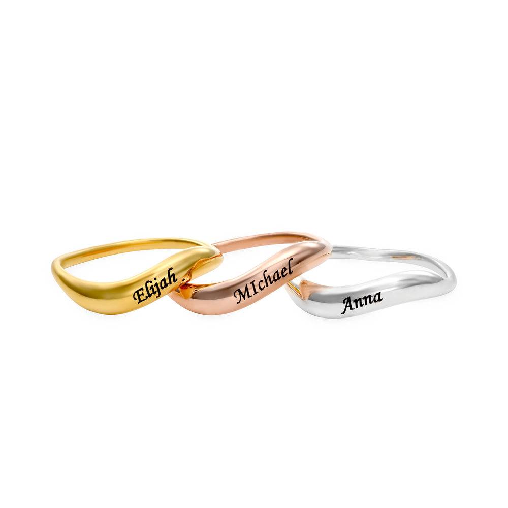 Anillo de Nombre Ondulado Apilable en Plata Esterlina-2 foto de producto