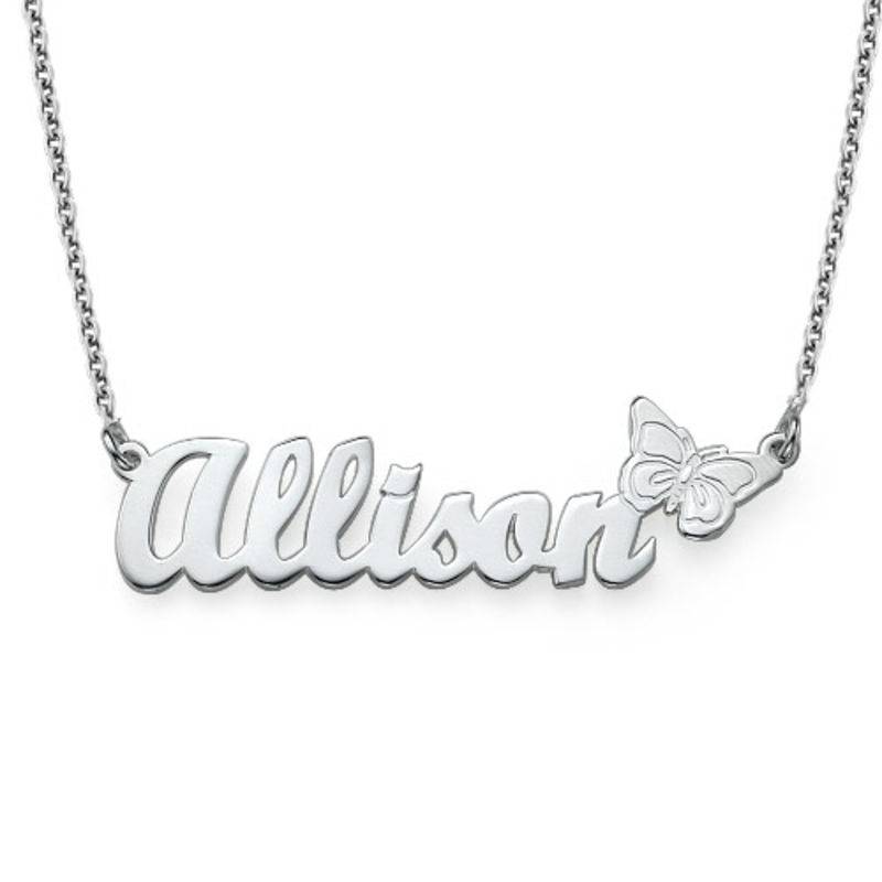 Collar con Nombre y Mariposa en Plata Esterlina-3 foto de producto