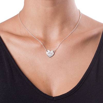 Collar Corazón Grabado en Plata-2 foto de producto
