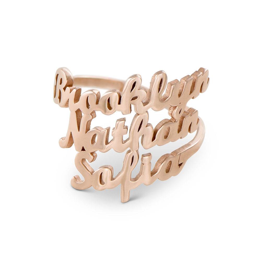 Anillo con Triple Nombre Script en Chapa de Oro Rosa-4 Anillo con Triple Nombre Script en Chapa de Oro Rosa-4 foto de producto