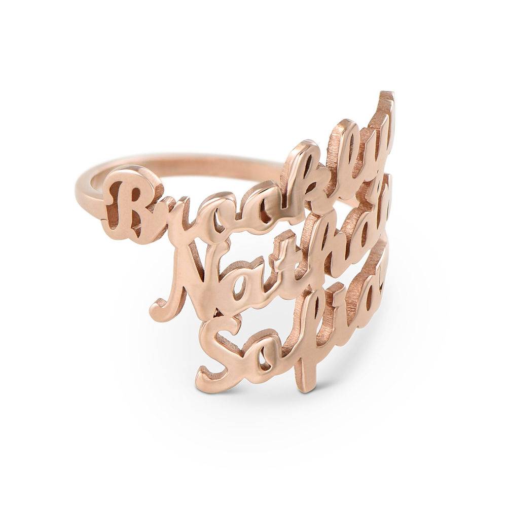 Anillo con Triple Nombre Script en Chapa de Oro Rosa-3 Anillo con Triple Nombre Script en Chapa de Oro Rosa-3 foto de producto