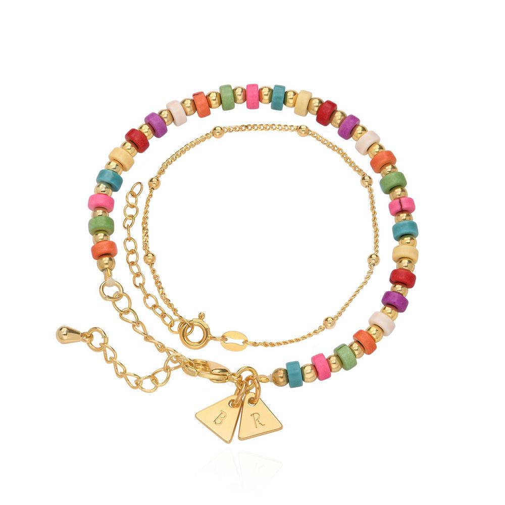 Pulsera / Tobillera de Cuentas en Capas Tropicales con Iniciales en Baño de Oro-1 foto de producto