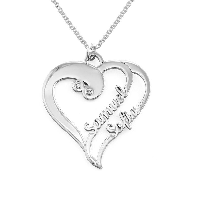 Collar Dos Corazones en Uno con Diamantes en Plata-1 Collar Dos Corazones en Uno con Diamantes en Plata-1 foto de producto