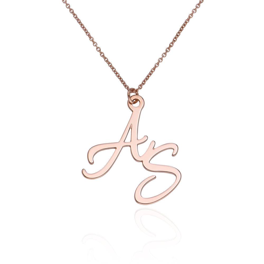 Collar de Dos Iniciales en Chapa de Oro Rosa-4 foto de producto