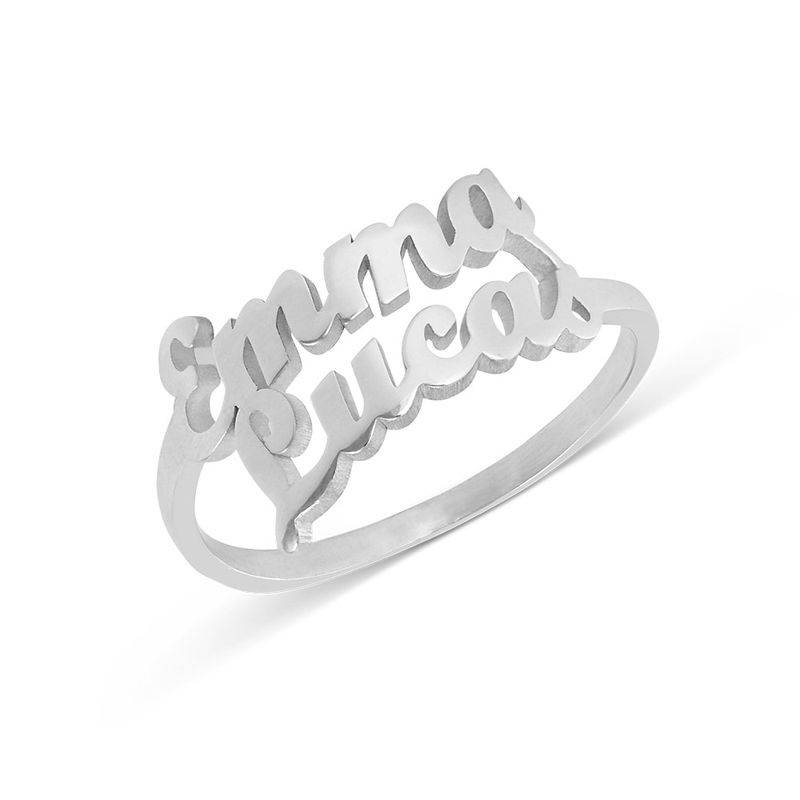 Anillo con Doble Nombre Script en Plata Esterlina-2 foto de producto