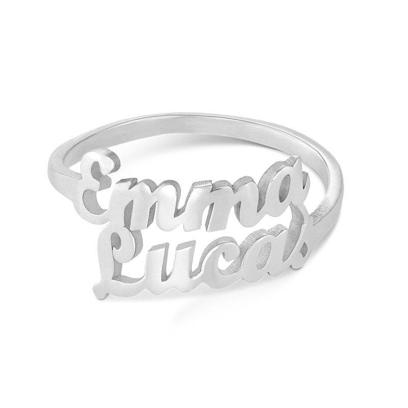 Anillo con Doble Nombre Script en Plata Esterlina-3 foto de producto