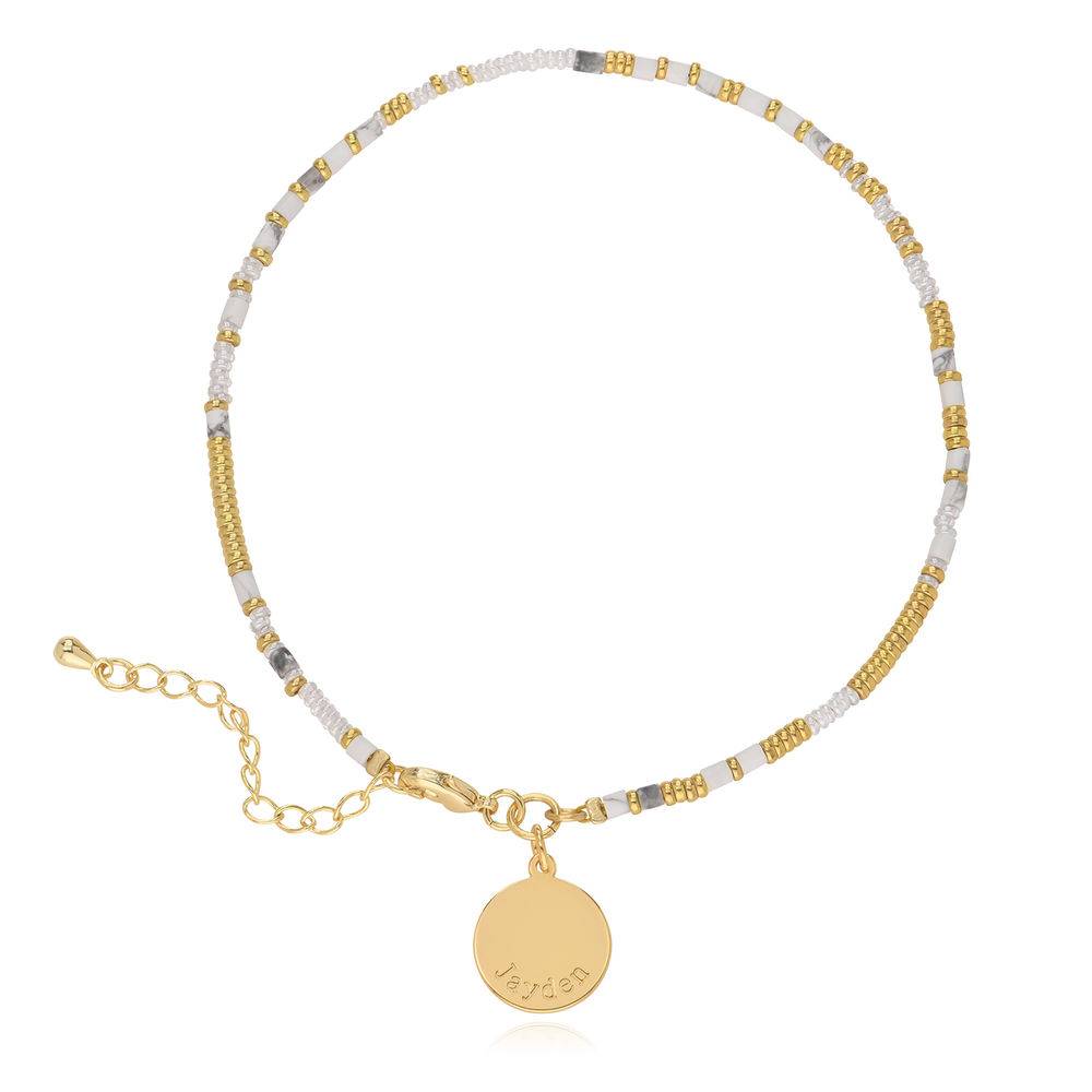 Pulsera / Tobillera de Cuentas de Vainilla con Colgante Grabado en Chapa de Oro-4 Pulsera / Tobillera de Cuentas de Vainilla con Colgante Grabado en Chapa de Oro-4 foto de producto