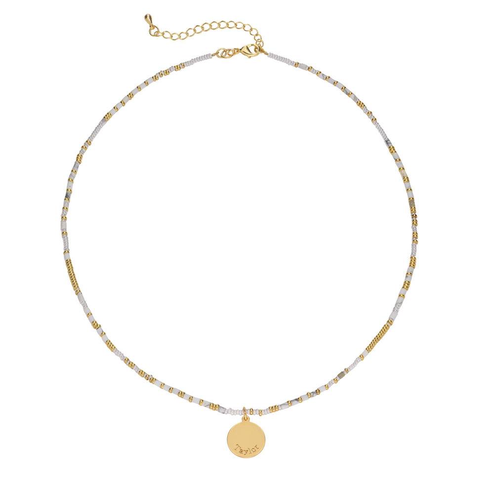 Collar de Cuentas de Vainilla con Colgante Grabado en Chapa de Oro-5 Collar de Cuentas de Vainilla con Colgante Grabado en Chapa de Oro-5 foto de producto
