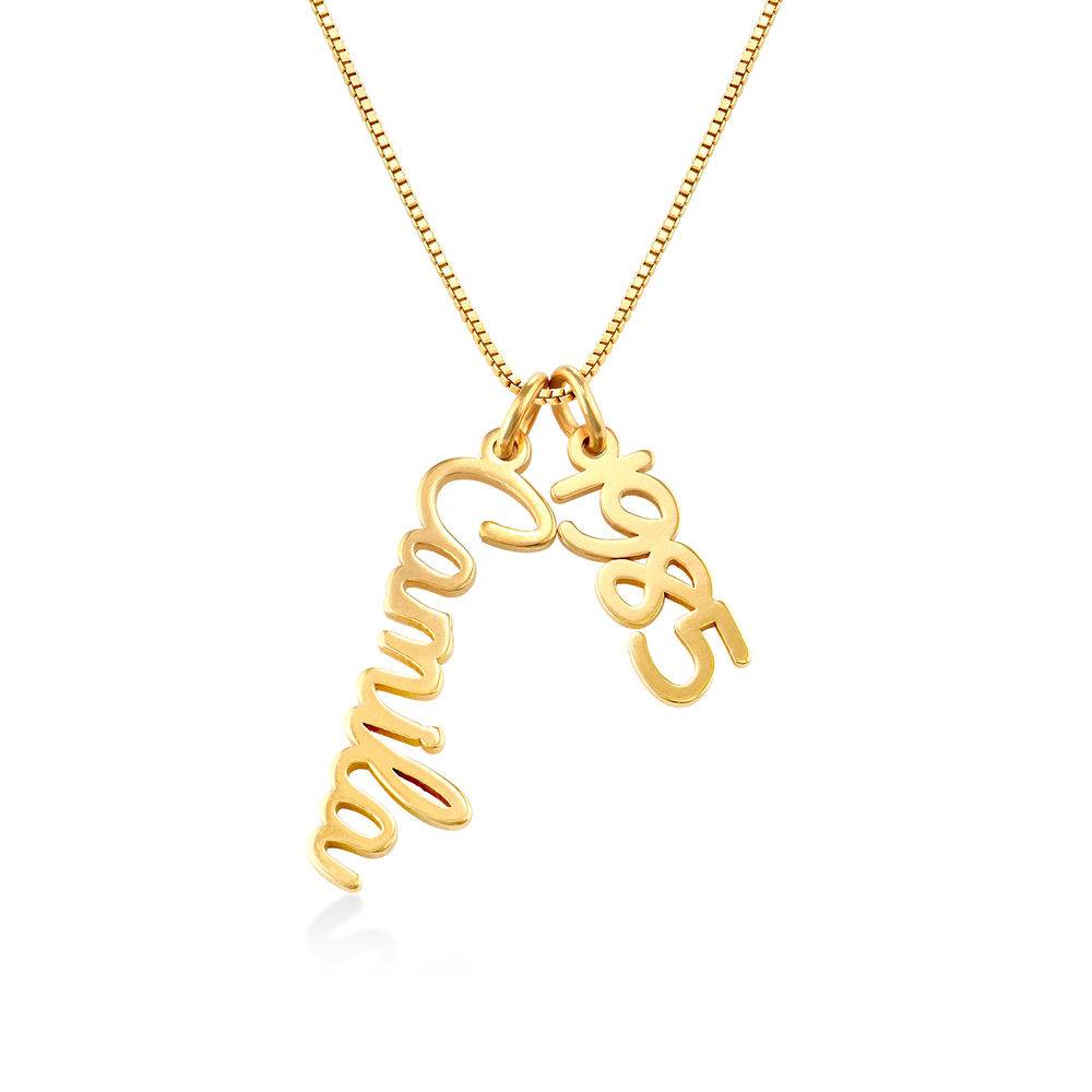 Collar con Nombre Vertical en Cursiva en Chapa de Oro-2 Collar con Nombre Vertical en Cursiva en Chapa de Oro-2 foto de producto