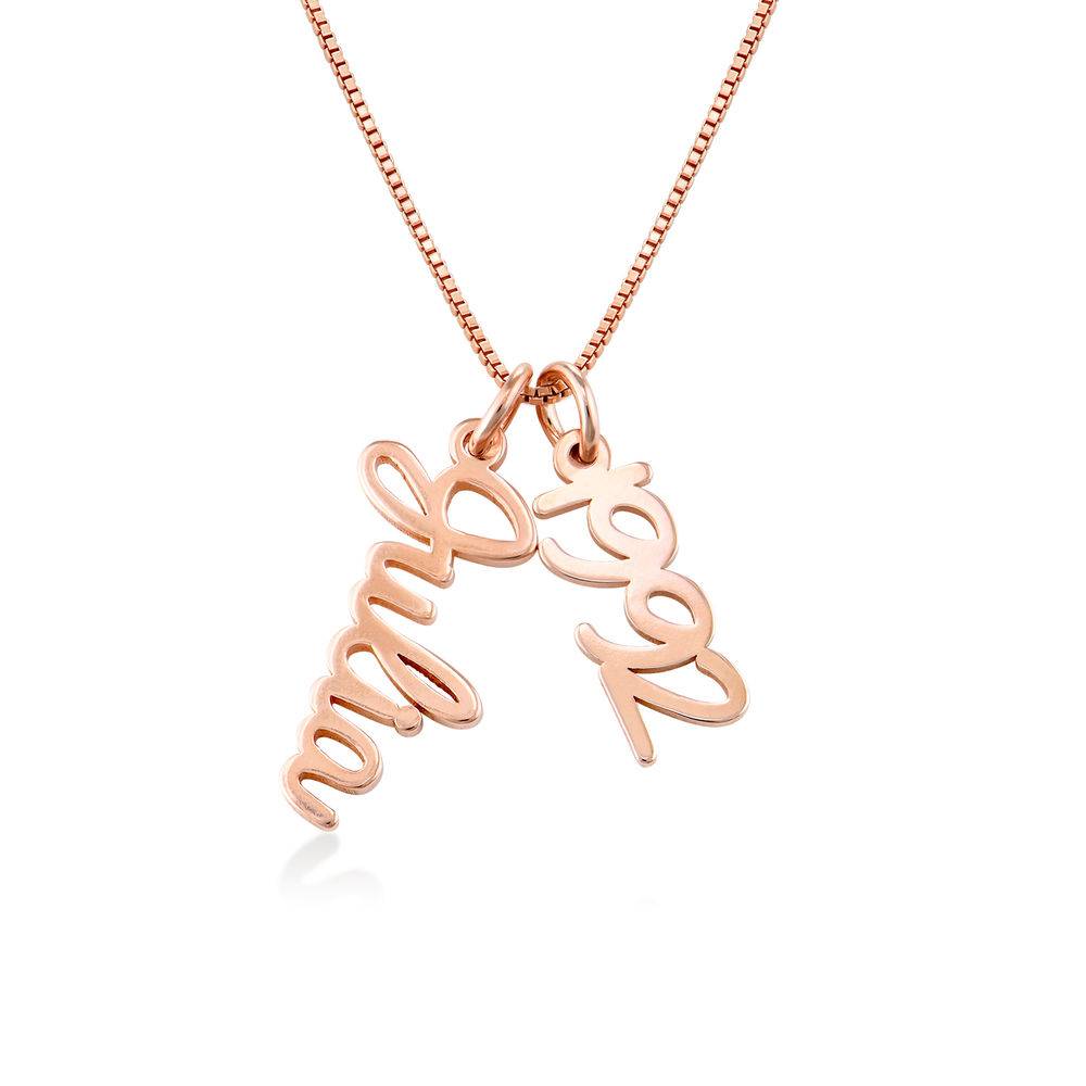Collar con Nombre Vertical en Cursiva en Chapa de Oro Rosa-1 foto de producto