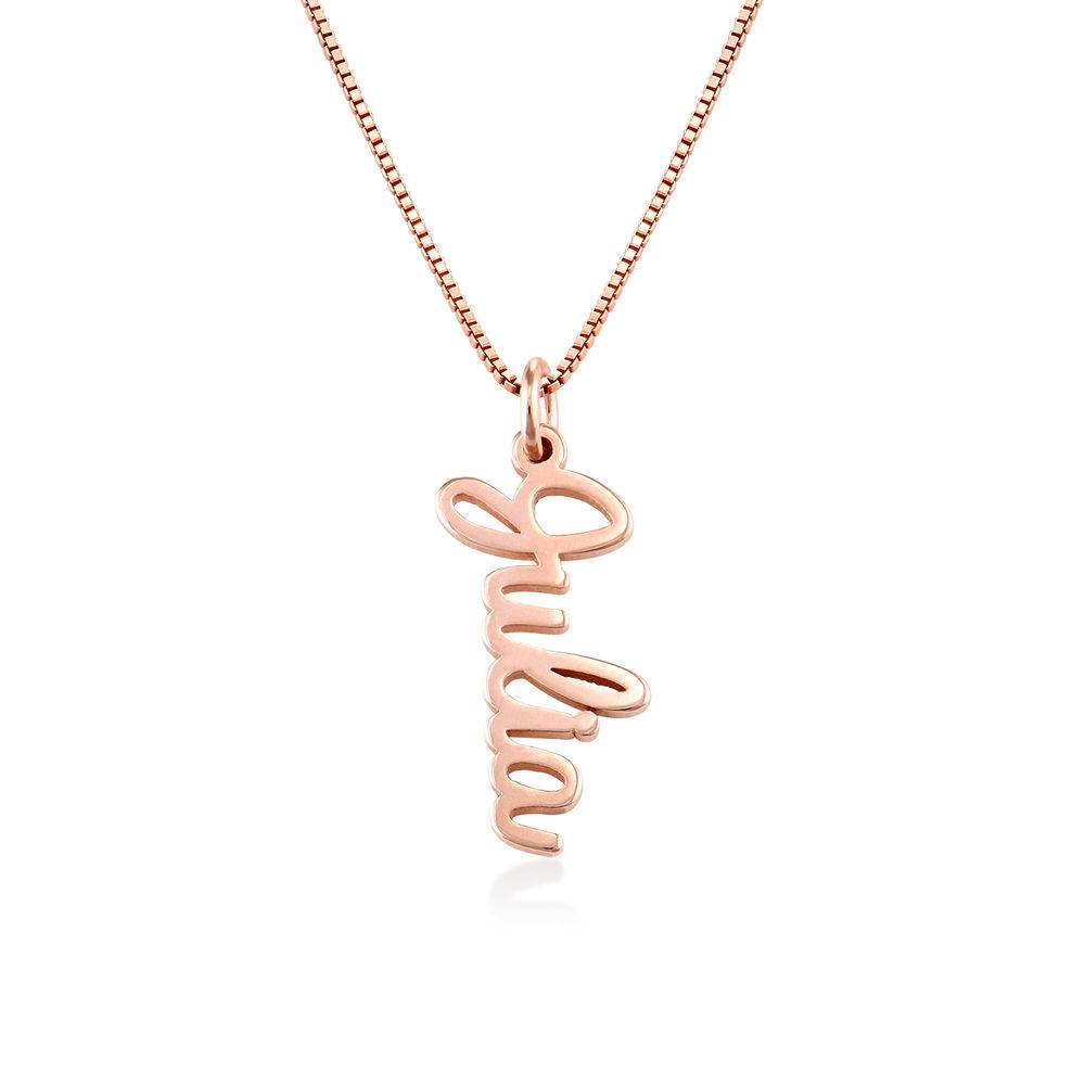 Collar con Nombre Vertical en Cursiva en Chapa de Oro Rosa-2 foto de producto