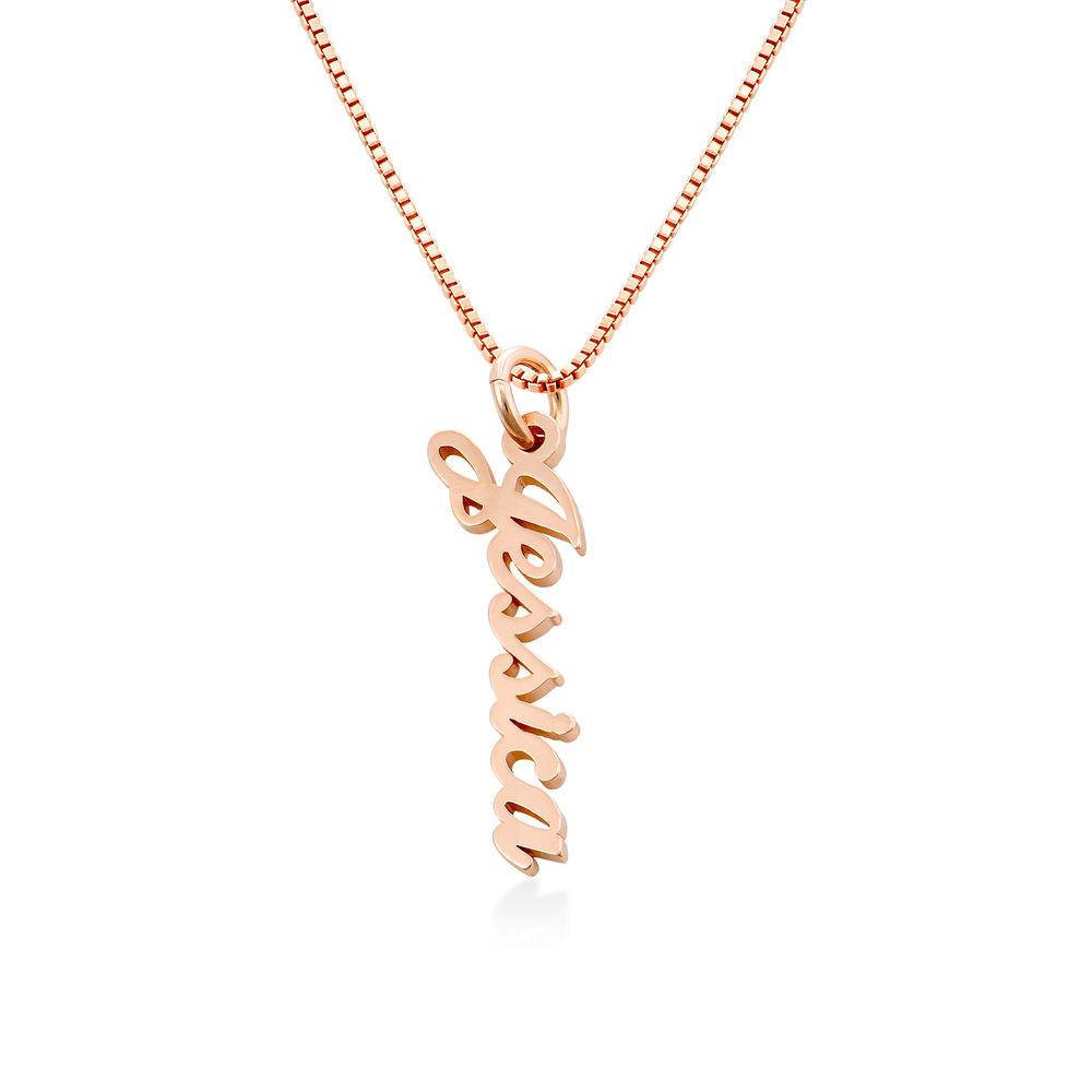 Collar con Nombre Vertical en Chapa de Oro Rosa-3 foto de producto